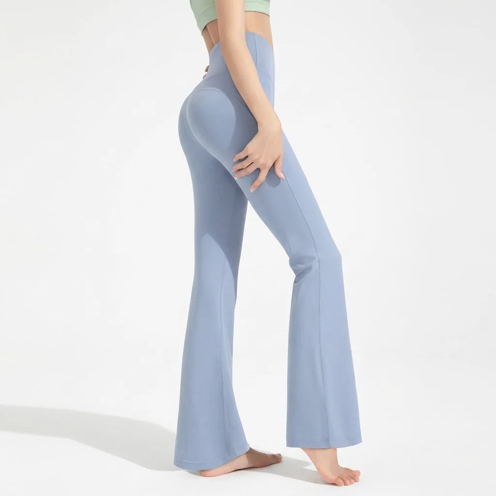 Antibacterial Yoga Flared Pants Women's Lycra High Waist Hip Lift Sports Slight Slimming Fitness Pants Quick-Drying Casual Flare