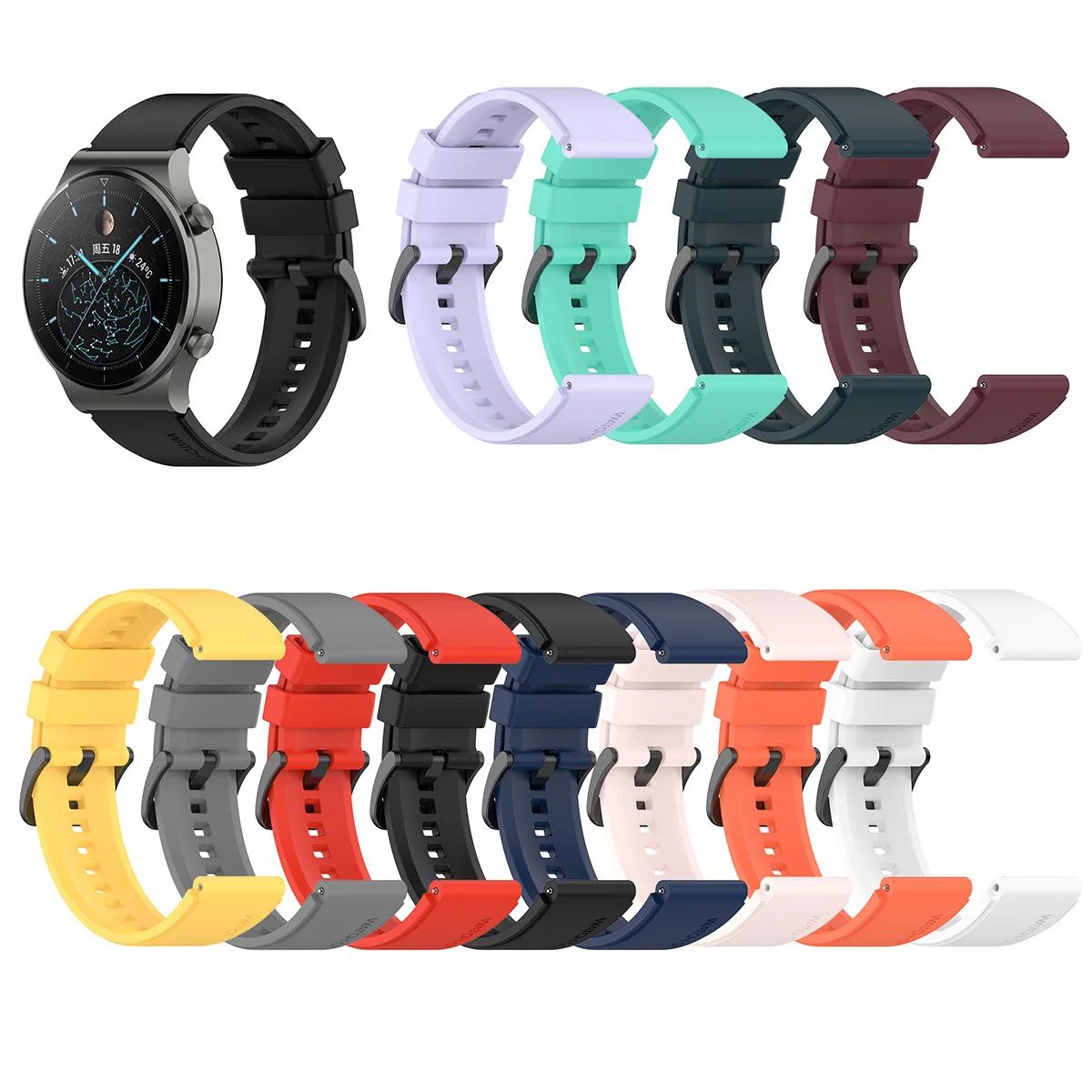 22mm Silicone Band For Huawei Watch GT 3 Pro 46mm Straps Watchband For Huawei Watch GT6 GT5 GT4 GT3  GT2 46mm Wrist Bracelet