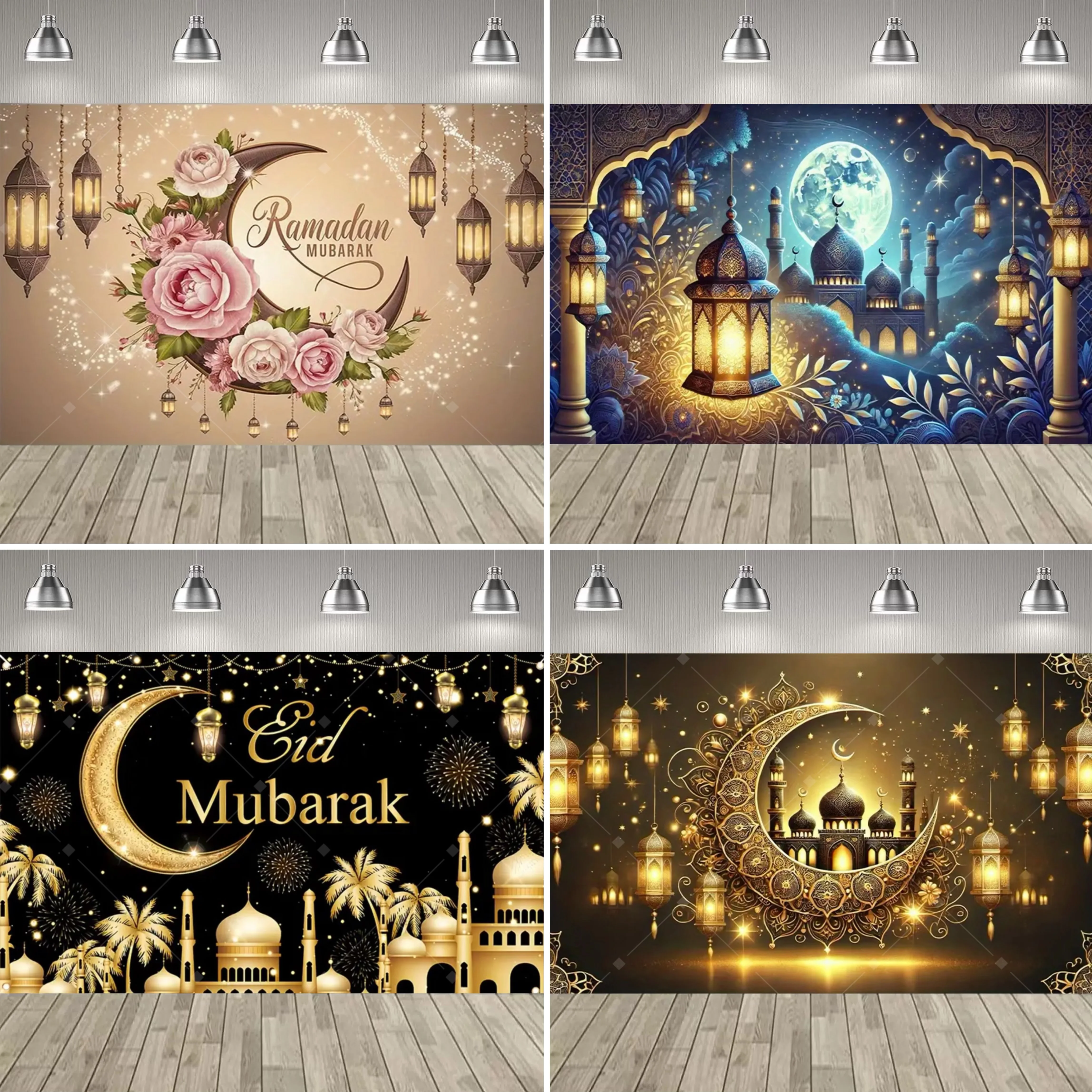 لافتة ديكور لمستلزمات حفلات عيد الفطر، مسجد إسلامي، عمارة مبارك، حفلة رمضان، احتفال بالمهرجانات #1