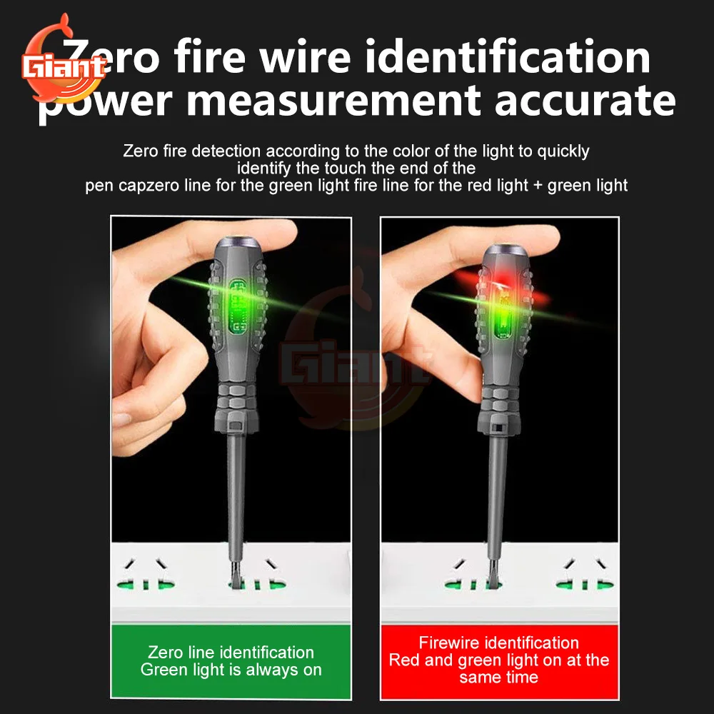 Imagem -04 - Caneta Testadora de Tensão para Eletricistas Indução Power Detector Chave de Fenda Indicador Vermelho e Verde ac e dc 12220v