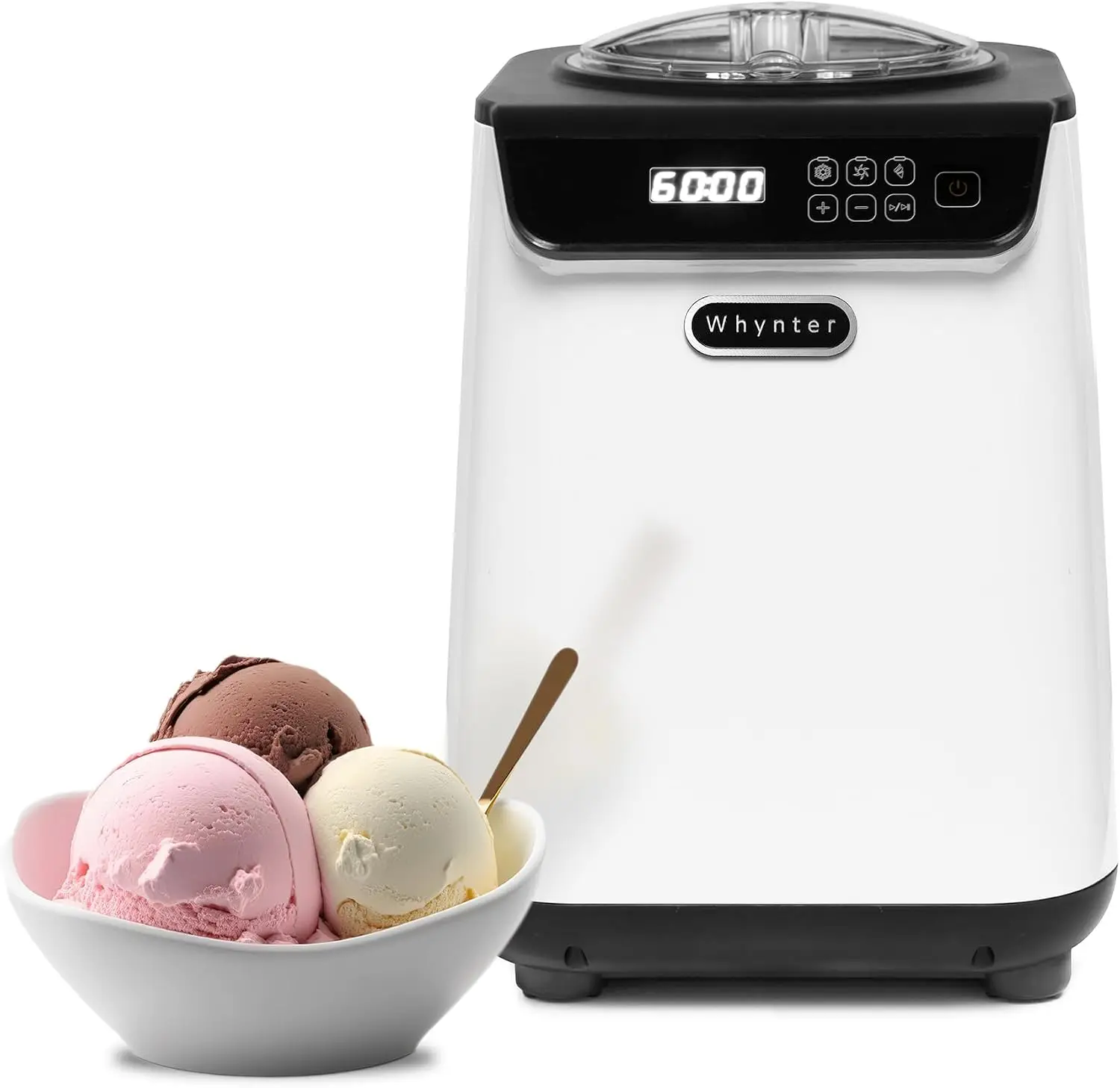 Ice Cream Maker With Compressor Timer 128 Quart White Built In Compressor No Pre Freezing Lcd Display Fresh Homemade Frozen Trea