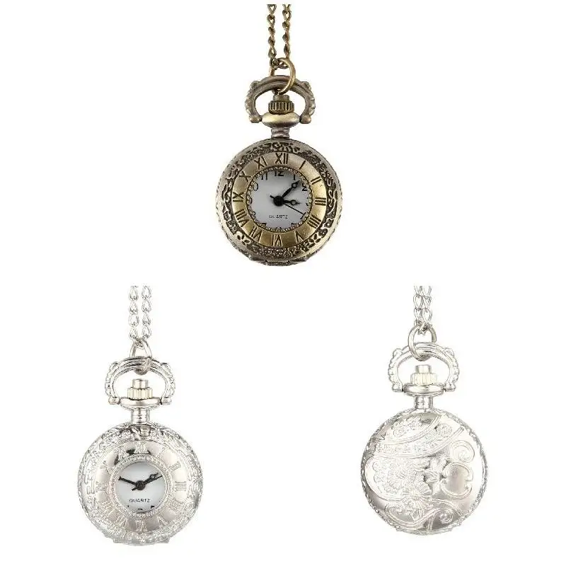 Fashion Vintage  Alloy  Number Dual Time Display Clock Necklace Chain Watches Birthday Gifts