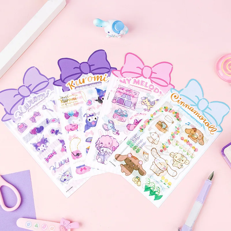 8pcs Sanrio Waterproof Stickers Animation Cute Kurome Pachacco Melody Student Diy Account Stickers Kawaii Stationery Sticker