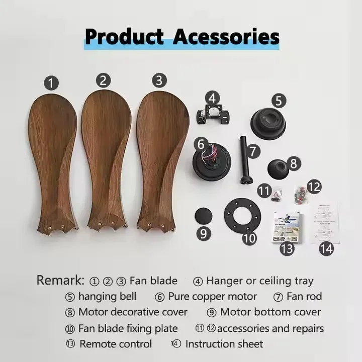 Ceiling Fan Cheapest Modern Nordic 52 Inch 3 Blades Retro Household Remote Control Mute Bldc