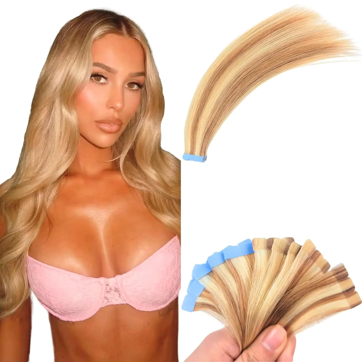 Pita Kercsityn dalam Ekstensi Rambut Rambut Manusia Asli Pita Mini Tak Terlihat di Rambut Manusia Ekstensi Rambut Lurus Alami untuk Wanita