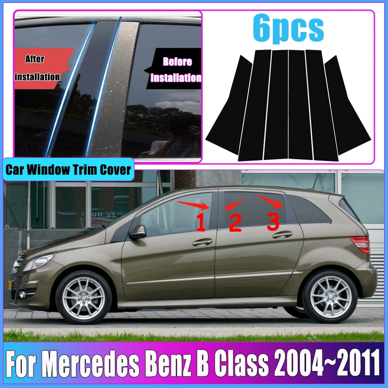 

Накладка на окно автомобиля, колонка B для Mercedes Benz B Class W245 2004 ~ 2011, полированная стойка, глянцевая стильная полоса, наклейка, аксессуары