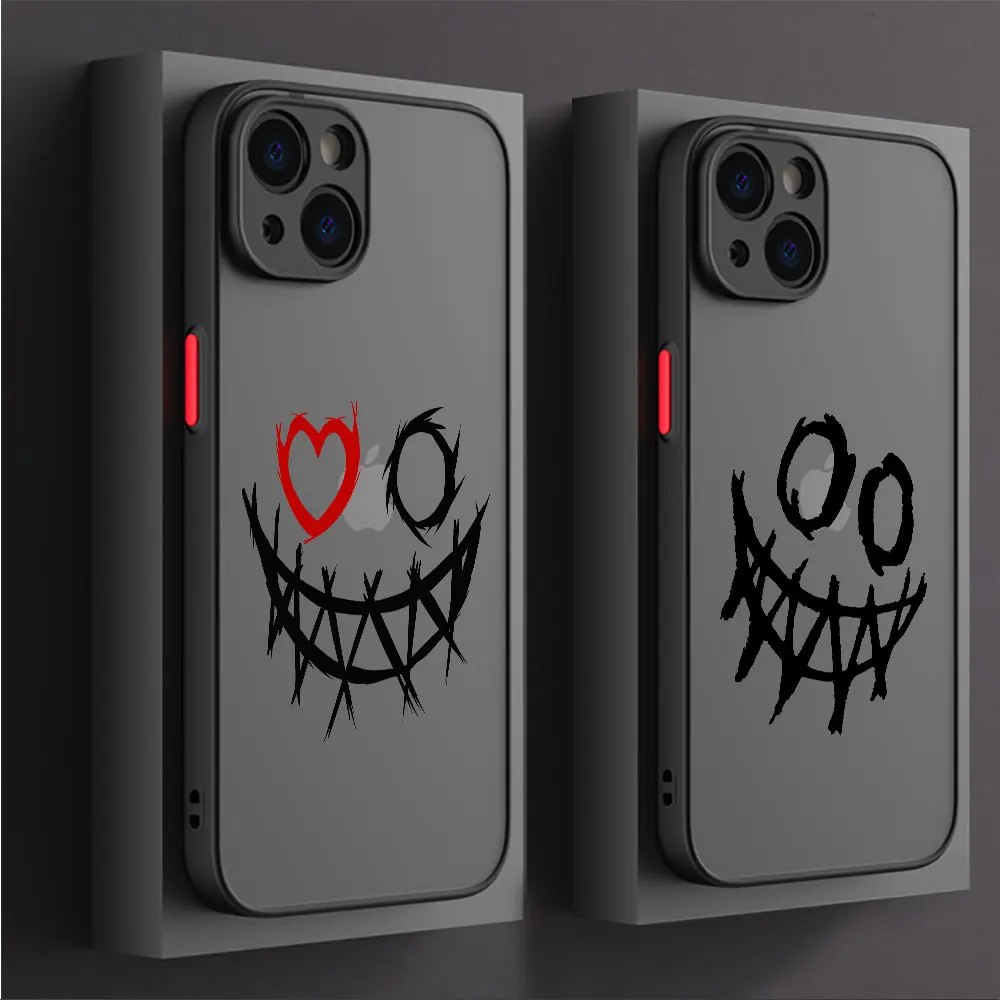 Case for Apple iPhone XS Max 11 Pro SE XR 7 8 Plus 14 Pro 13 Mini 15ProMax 12 15 Plus Clear Smiling Devil Matte Cover Luxury