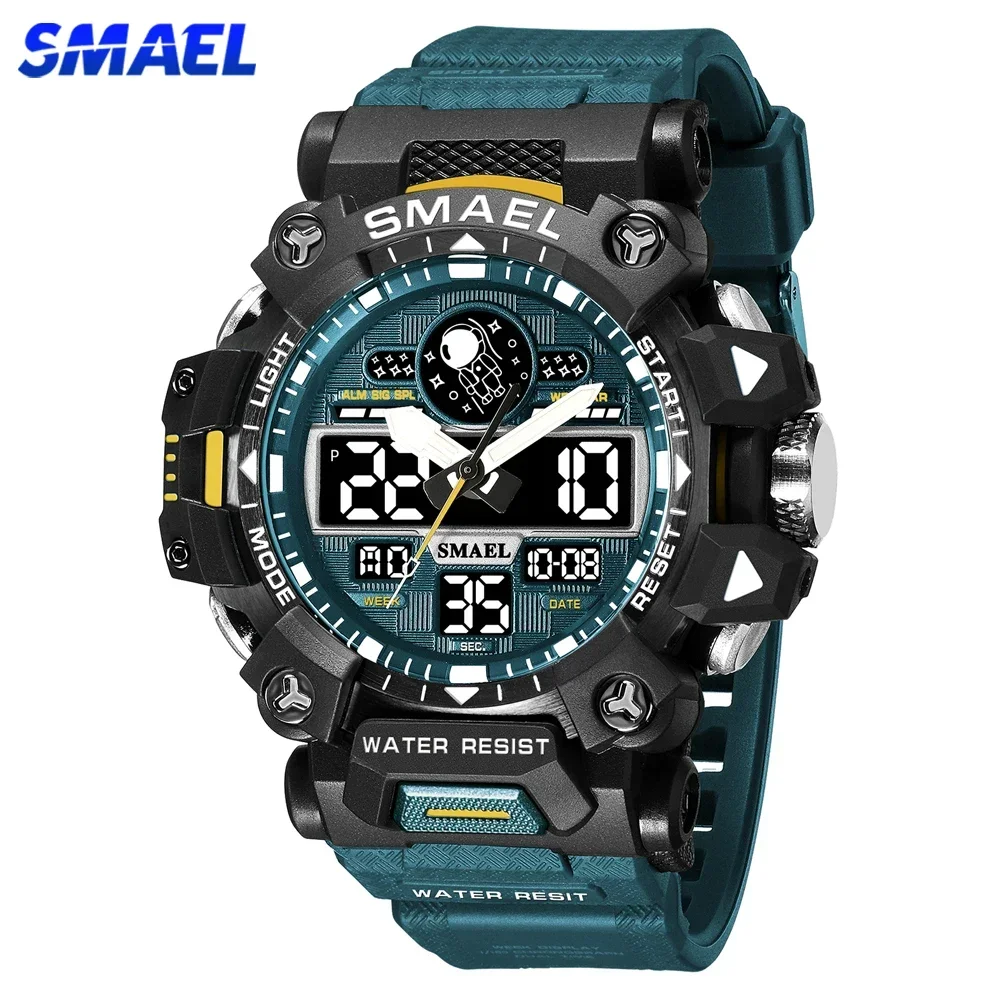 SMAEL Sports Watches for Men Military Sport Electronics Quartz   Wristwatch Dual Display Waterproof Led Light Digital Watch 8078