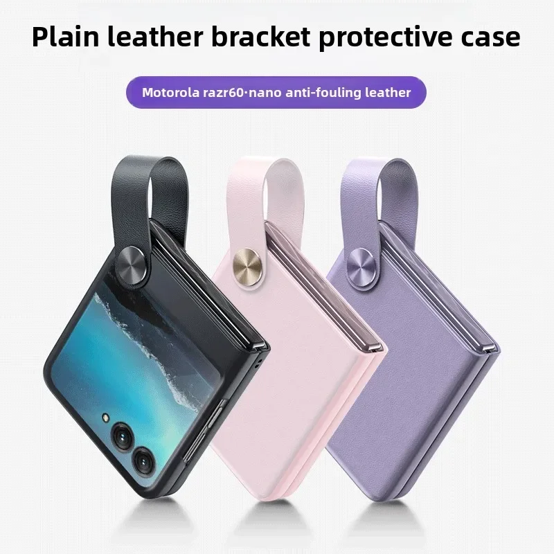 Funda de teléfono con correa para muñeca de cuero PU sedoso para Motorola Razr 60 Pro 50 40 Ultra Mooto Razr 60 50 40 cubierta a prueba de golpes