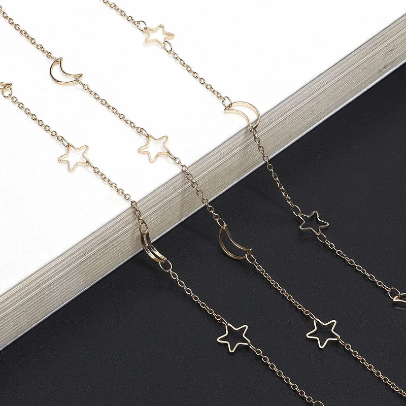 

Moon Star Woman Sunglasses Chain Gold Color Pendant Trend Neck Chains Exquisite Anti Falling Glasses Eyeglasses Cord Necklace