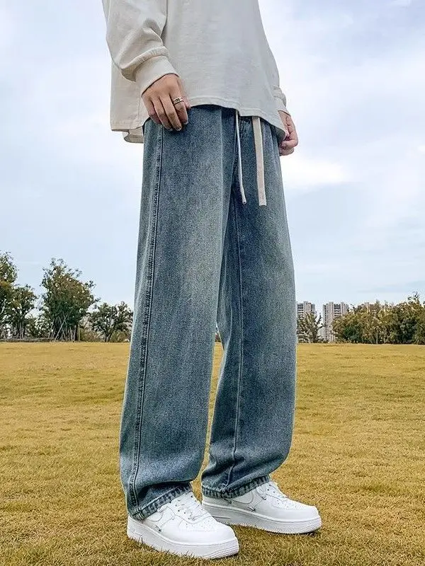 

Loose Casual Men's Jeans High Street Style Straight Leg Pants Spring Autumn Summer Wear Comfortable Loose Fit Blue Denim