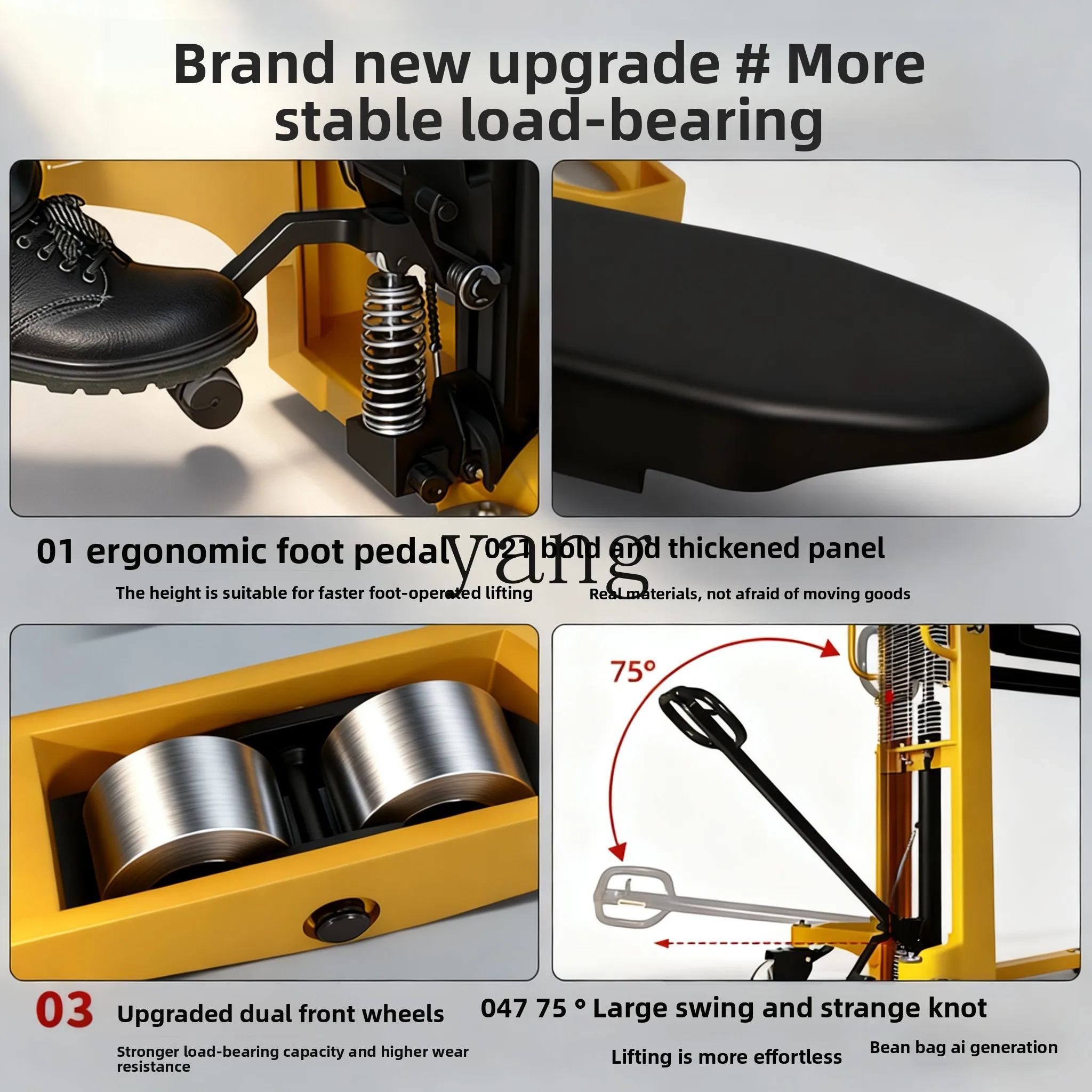 LMM manual stacker truck hydraulic lift oil pressure rise handling truck