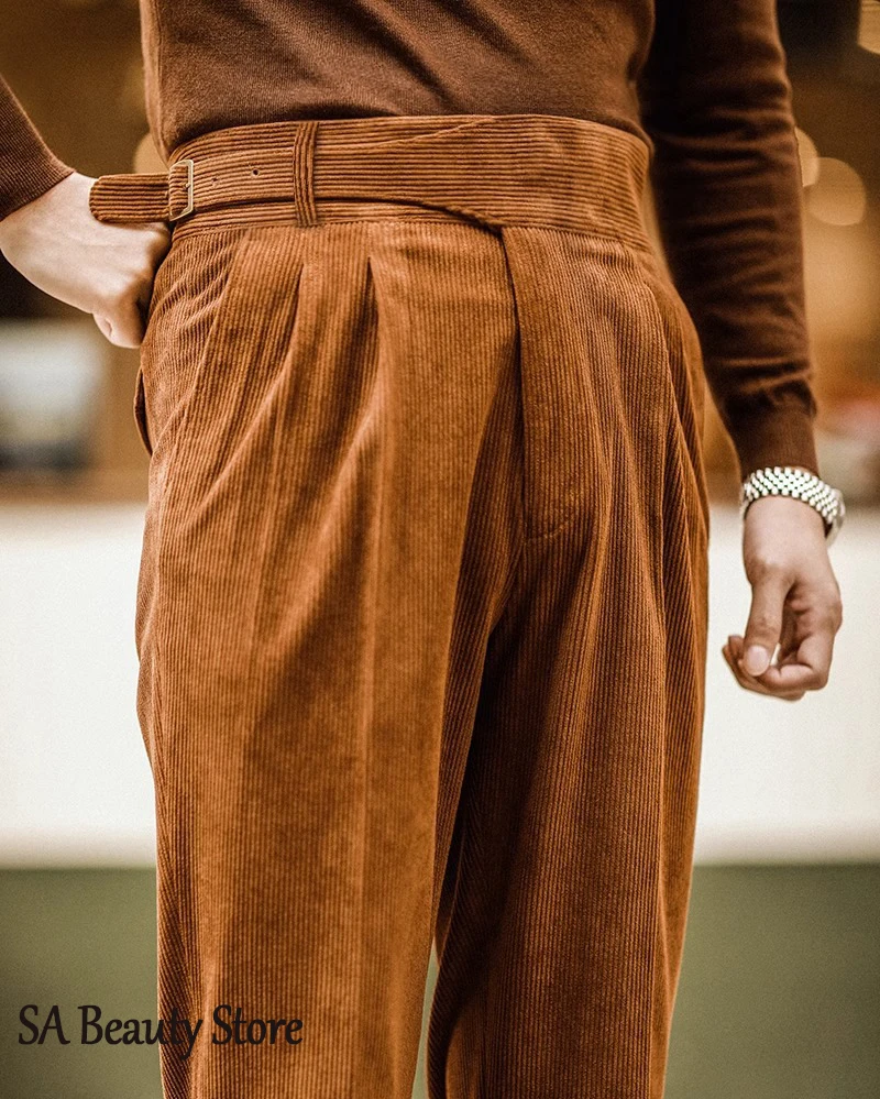 

Men's Vintage Fashion Corduroy Pants Casual Luxury British Business Vintage Autumn/Winter Trousers Trendy Men's Suit Pants