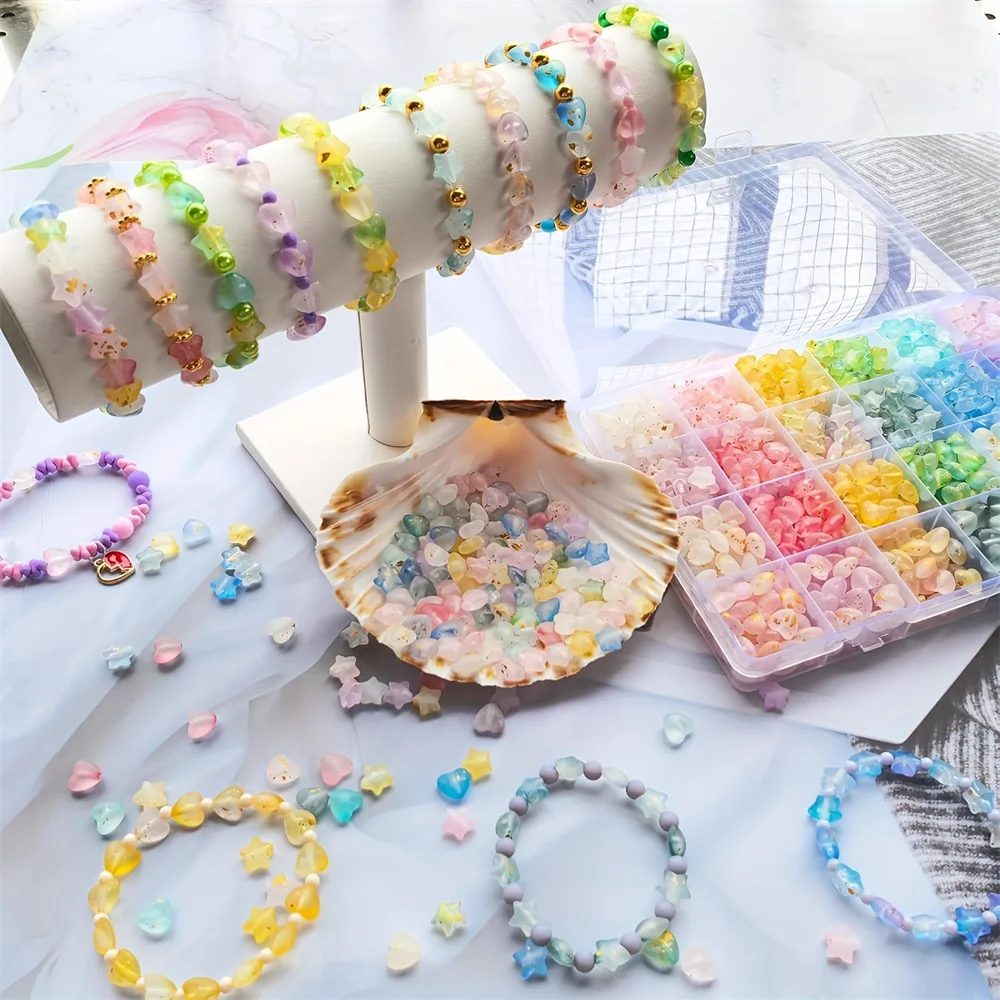 610pcs 24 grid Star Moon Mixed Color Exquisite Box DIY Bead Bracelet Necklace Making Handmade Beads view 6