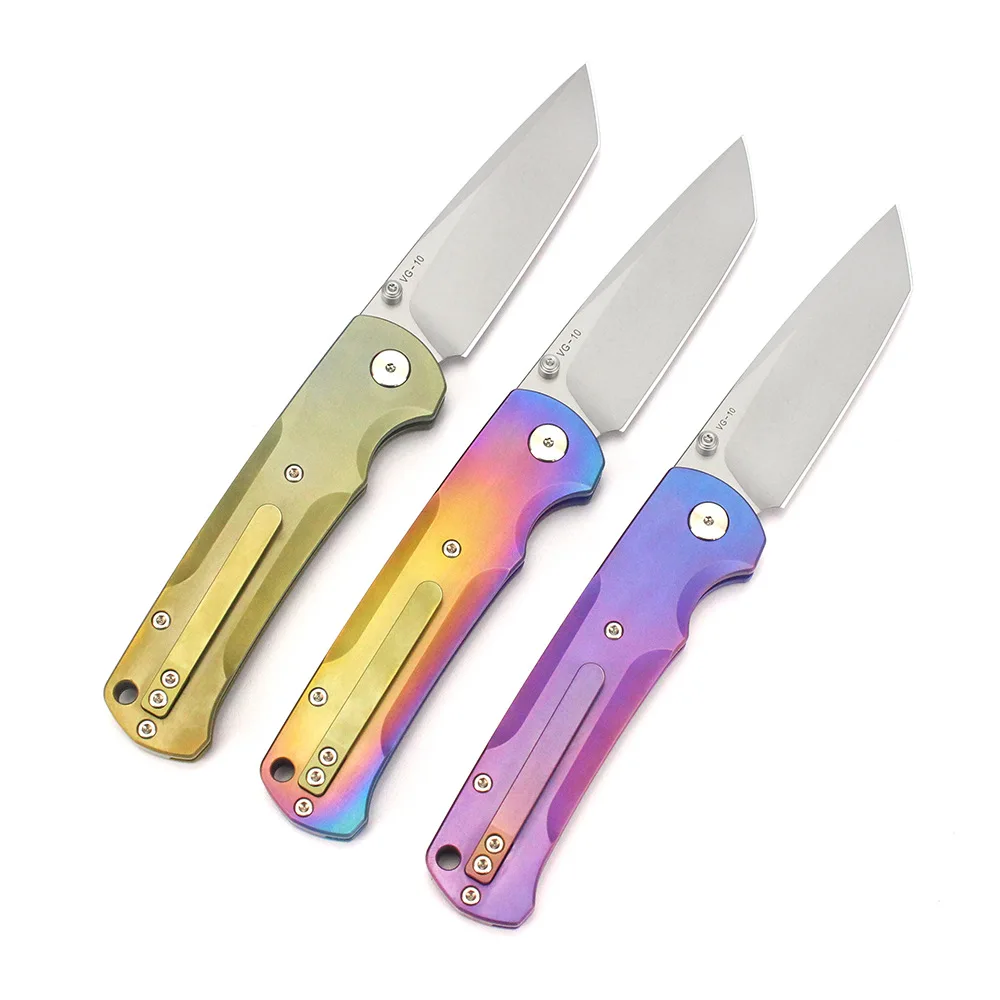 Original new product: Titanium alloy handle VG 0% off folding knife, convenient outdoor knife, high hardness EDC tool, camping knife