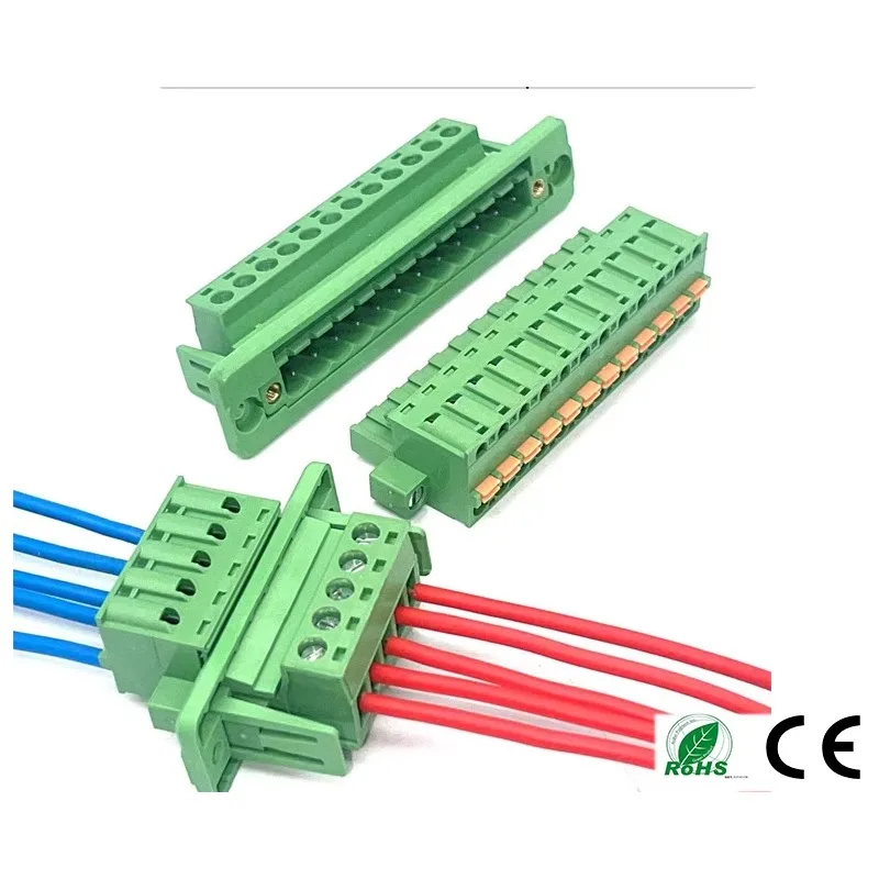 5sets through the wall terminal 2EDGWC5.08mm 2p-24pin with KDM spring press head plug-in type with ear flange solder-free
