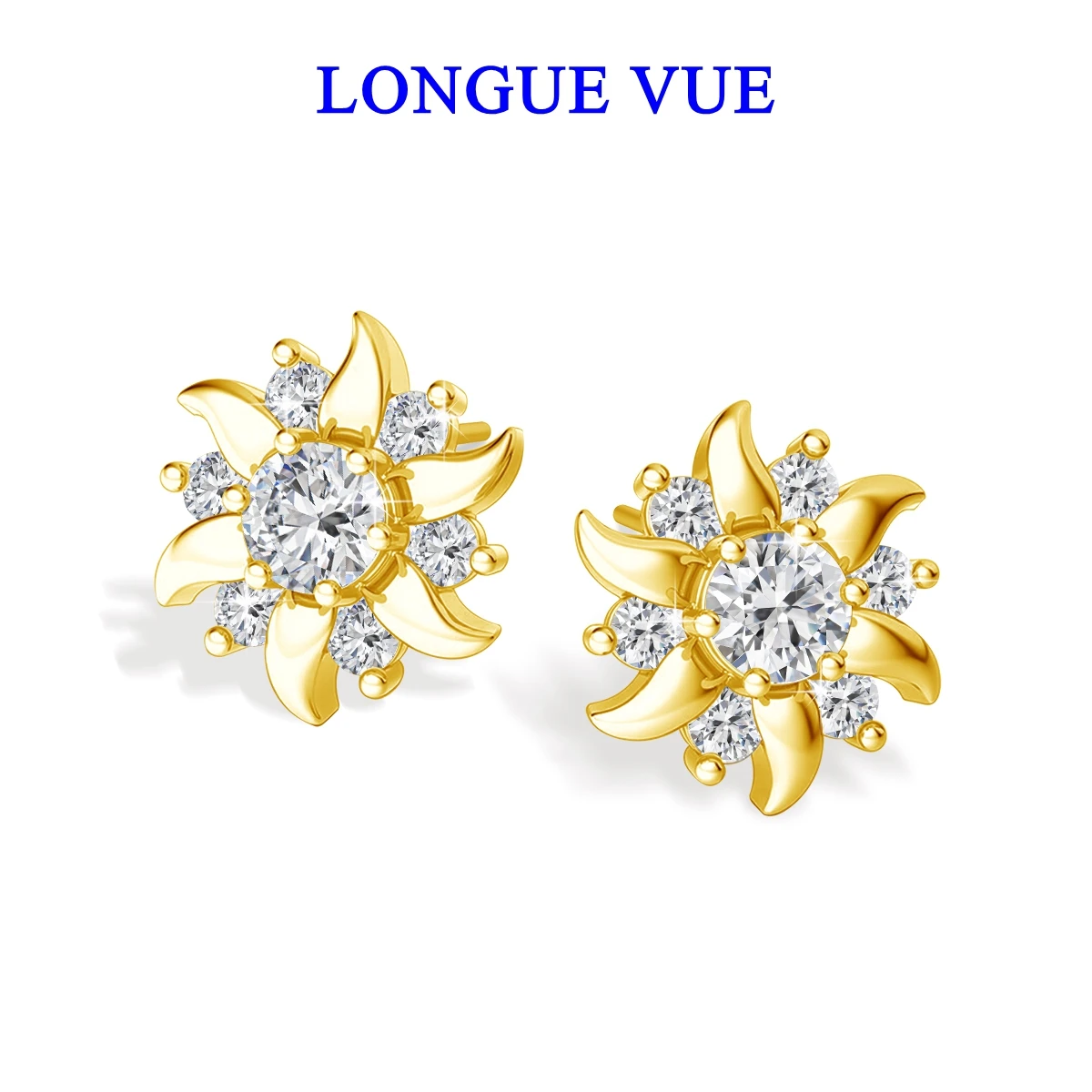 

Серьги-гвоздики из 100% 14-каратного золота с лепестками для женщин, серьги-гвоздики с подсолнечником, гипоаллергенные серьги-гвоздики с муассанитом AU585, подарок для девочек