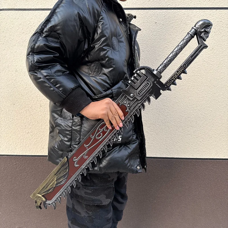 80cm/100cm Teeth of Terra Chainsaw Sword PU Cosplay Sword Game Props Model Outdoor Role-playing Toy Figure Gifts view 4