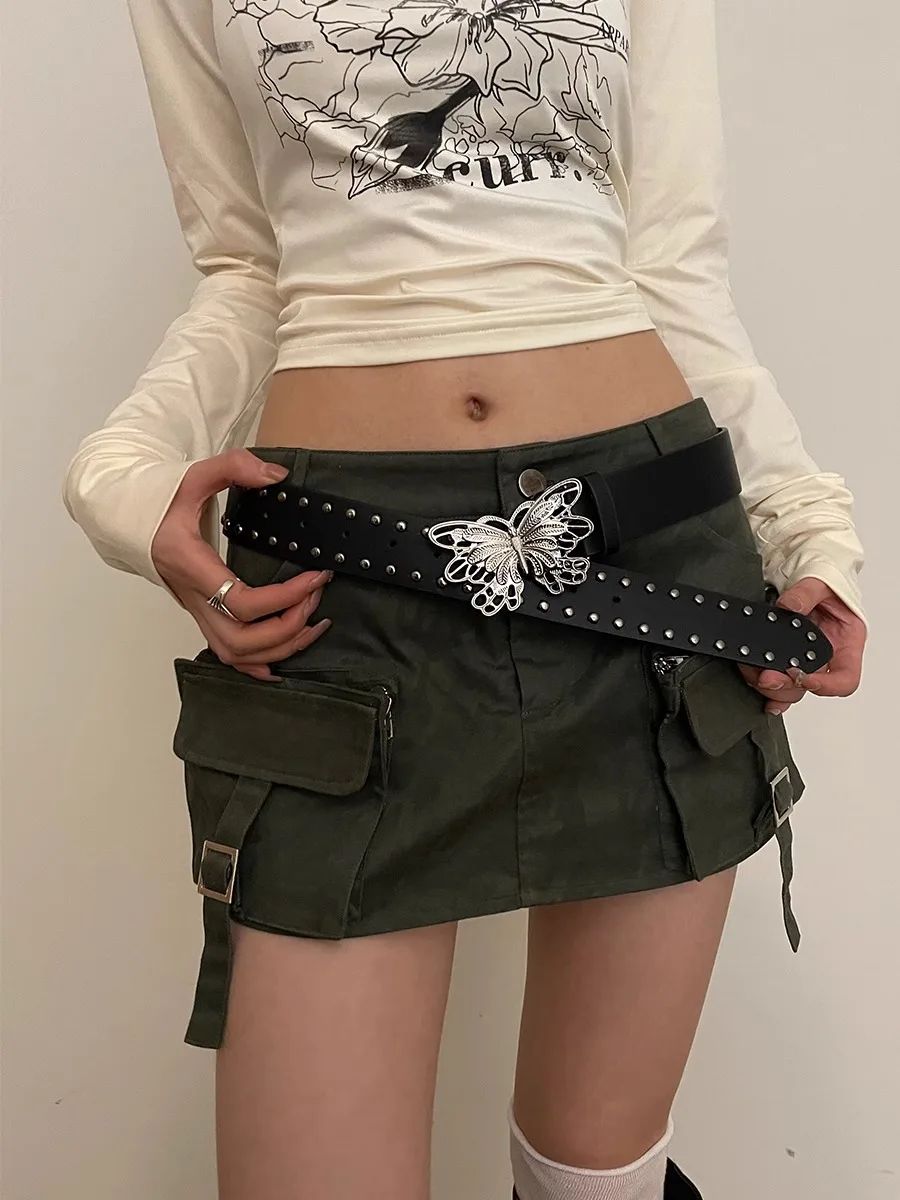 Belt Hollow Bow Decoration Heavy Industry Punk Style Simple Tie-In 2024 New Niche Design Feeling Belt