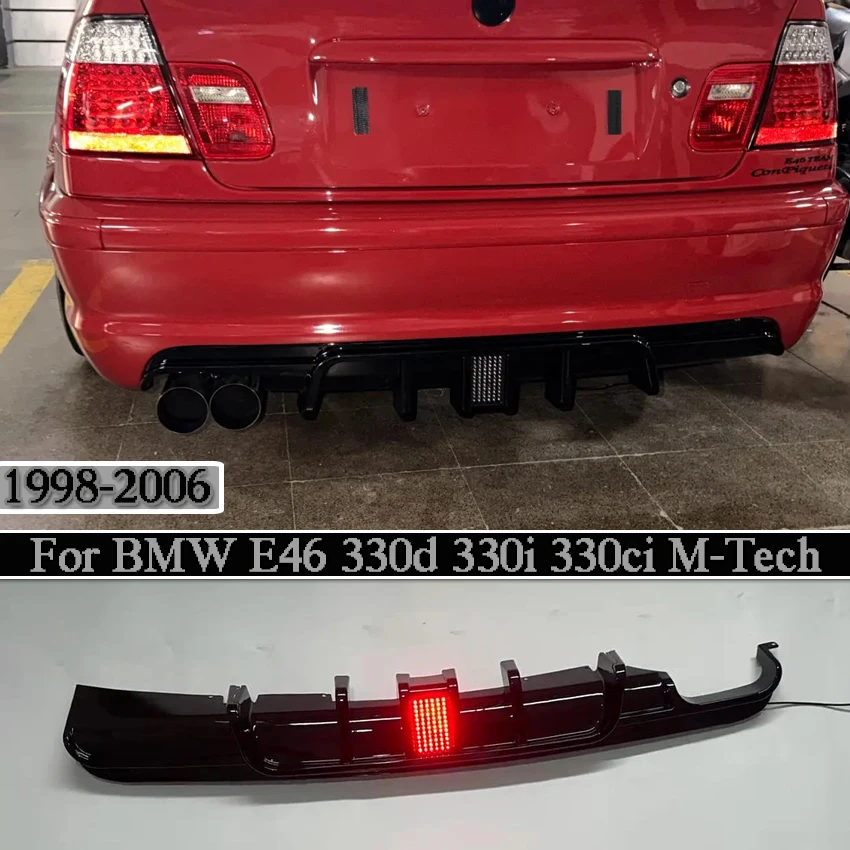 Glänzend Schwarzer Heckdiffusor für BMW 3er Serie E46 320i 325i 328i M-Sport 1998-2006 Heckstoßstange Karosserie-Tuning-Kit