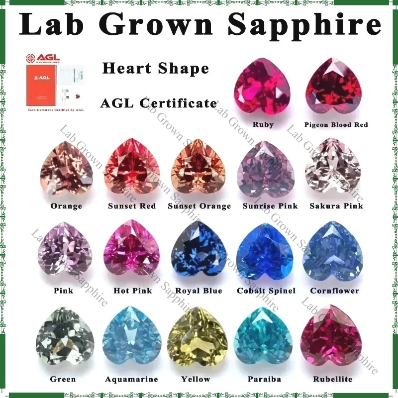 Lab Grown Sapphire Heart Cut High-quality DIY Jewelry Making Main Materials Selectable AGL Certificate