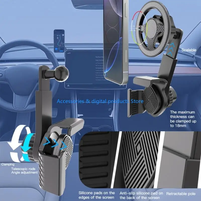77JD Phone Mount Adjustable Universal Electric Vehicle Phone Mount for Center Console Display Screen