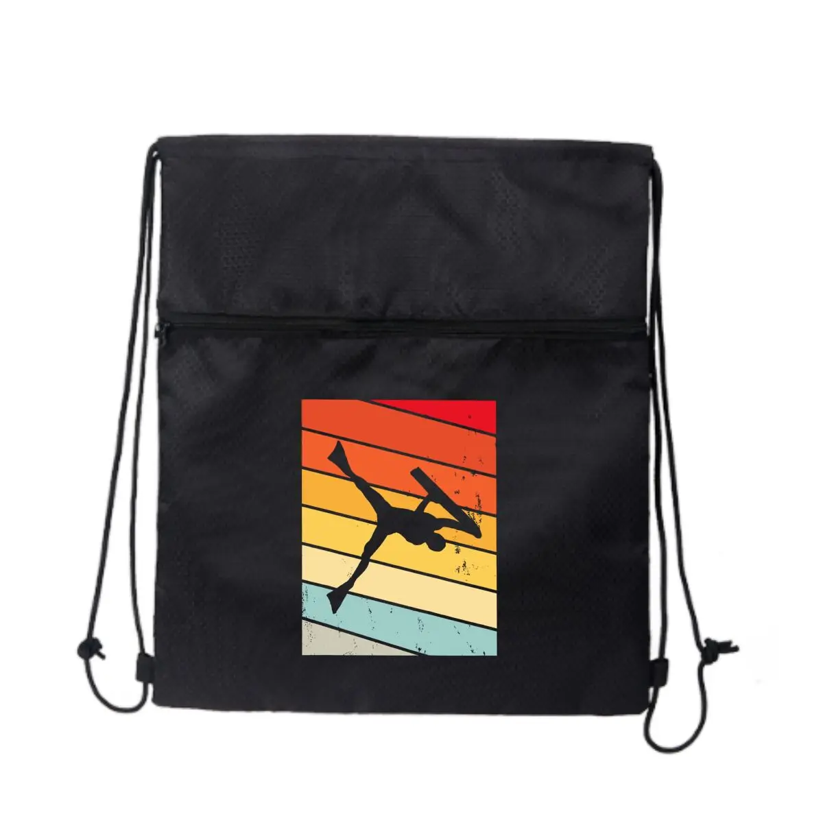 

Черный повседневный рюкзак на молнии с завязками в стиле ретро-дайвера: повседневное использование для мужчин и женщин