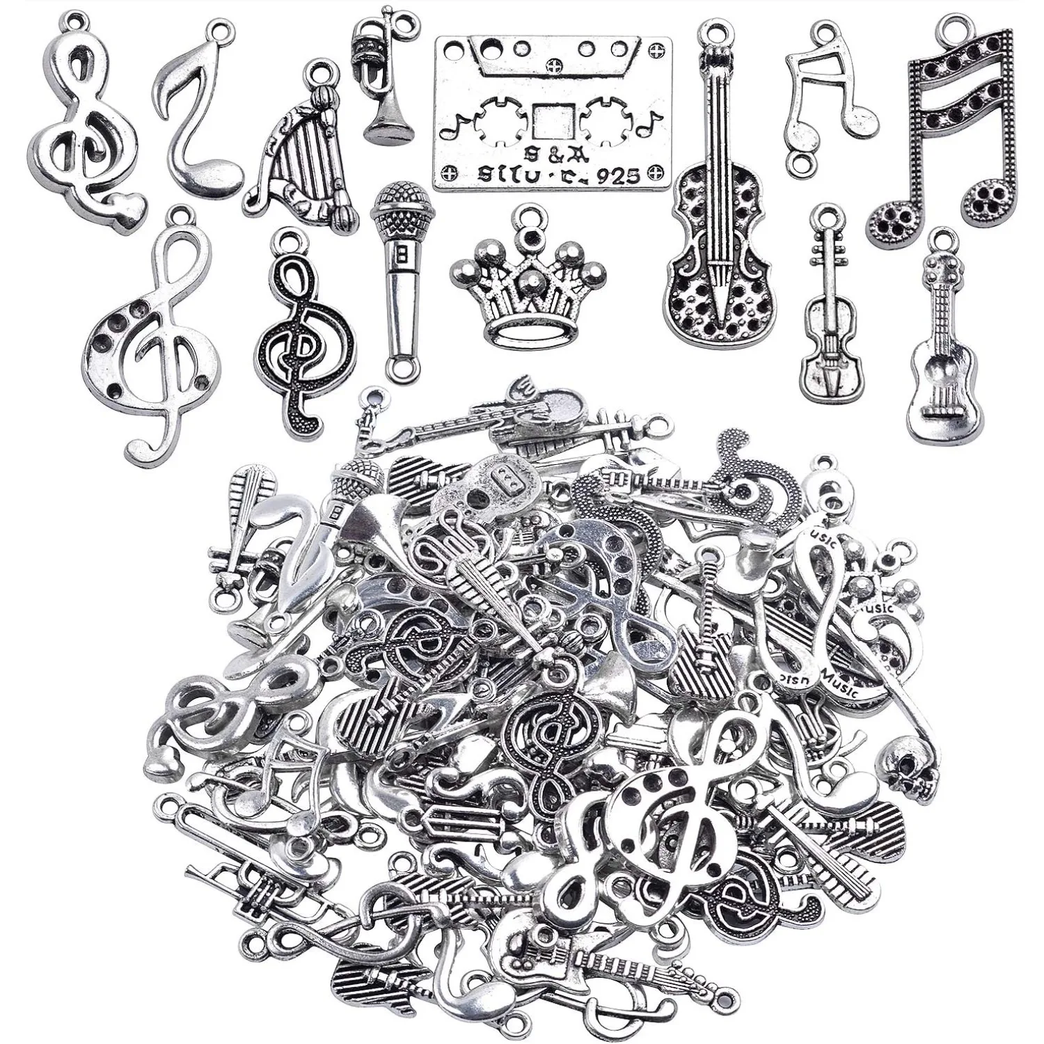 

100 грамм сплава, многостиль, символ музыкальной нотации, подвесной кулон, разъем для изготовления ювелирных изделий своими руками, аксессуары (около 70-90 шт.)