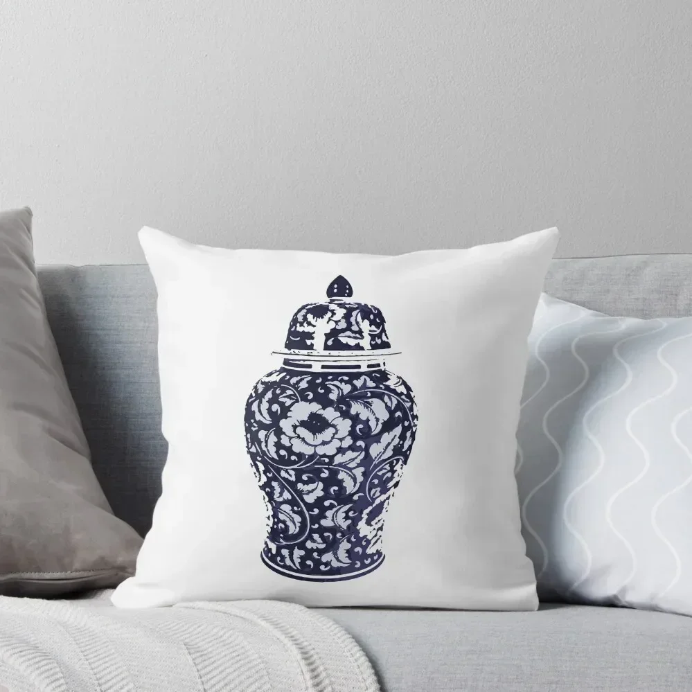 

Blue White Hamptons Ginger Jar Chinoiserie Vase Art Throw Pillow Sofa Cushion Cover Throw Pillow Covers bed pillows pillow