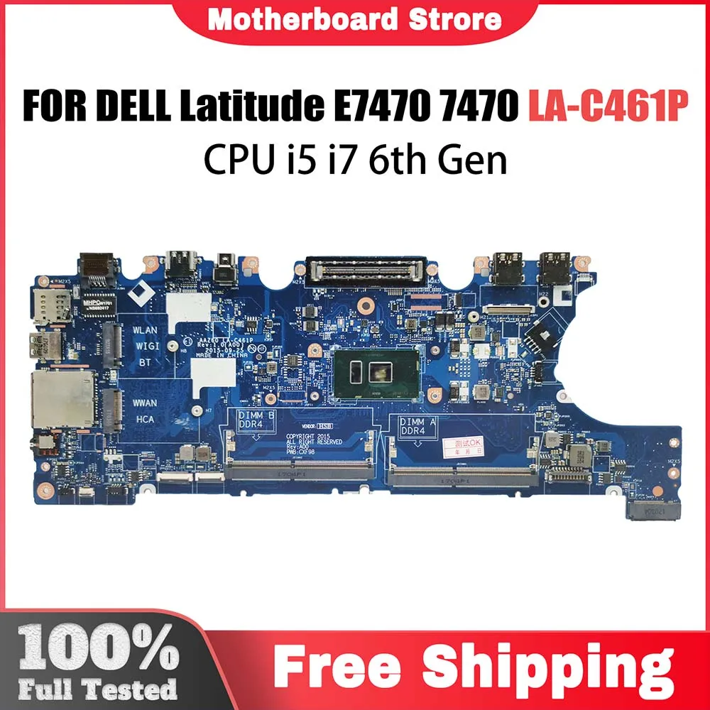 

Laptop Motherboard For DELL Latitude E7470 7470 0VNKRJ 0DGYY5 03GMP2 0V2N4V LA-C461P 0YDW8F Computer Mainboard CPU I5 I7 6th Gen