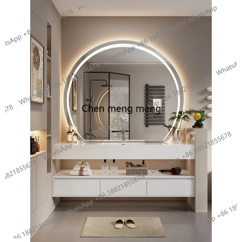 

Cream wind rock slab integrated basin bathroom cabinet combination ceramic seamless toilet washbasin