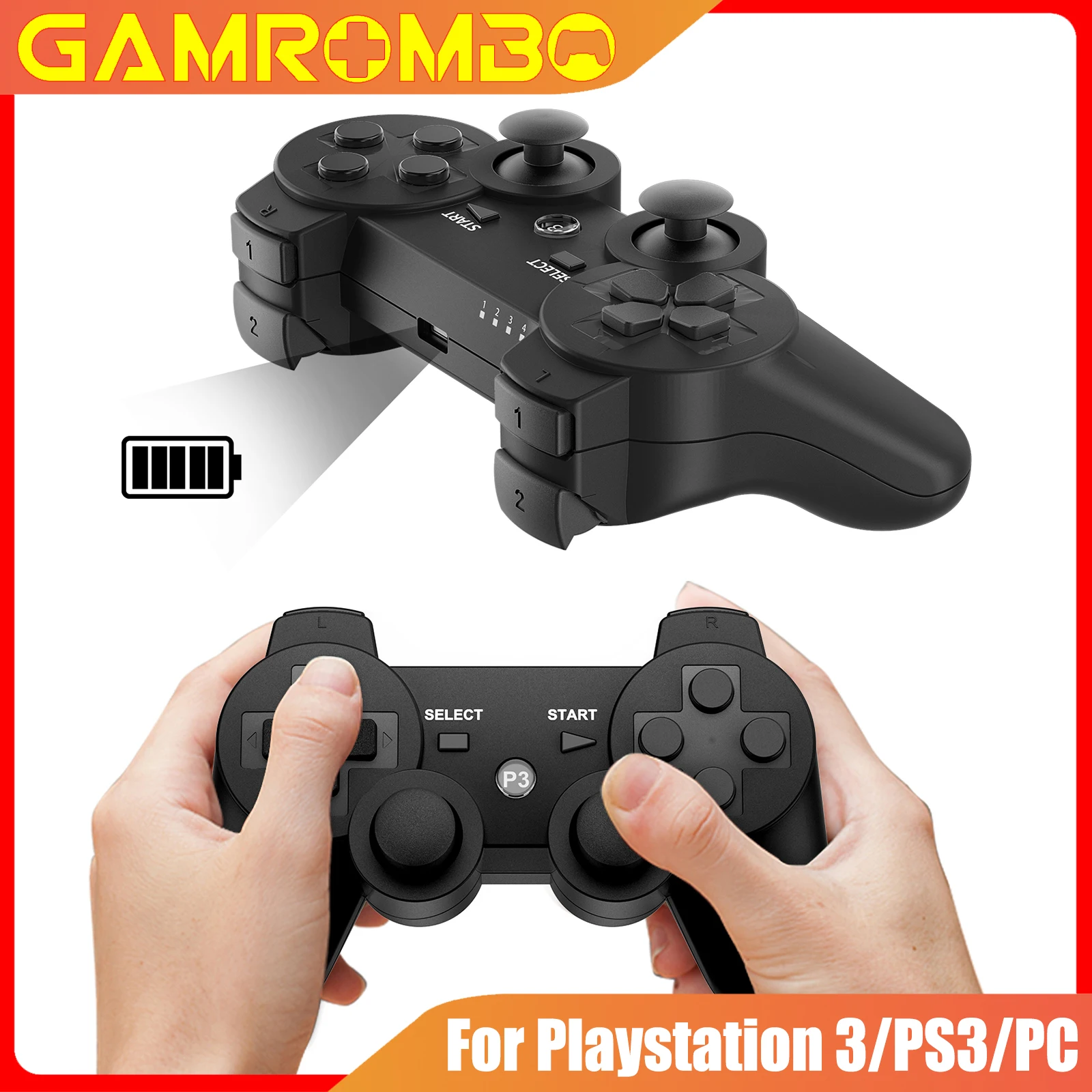 

GOMROMBO Game Controller For Playstation 3/PS3/PC/Android Wireless BT Gamepad 6 Axis Gyro Dual Motor Vibration Gaming Joystick