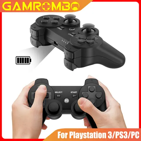 GOMROMBO Controller di gioco per Playstation 3/PS3/PC/Android Wireless BT Gamepad 6 assi Giroscopio Doppio motore Vibrazione Joystick da gioco