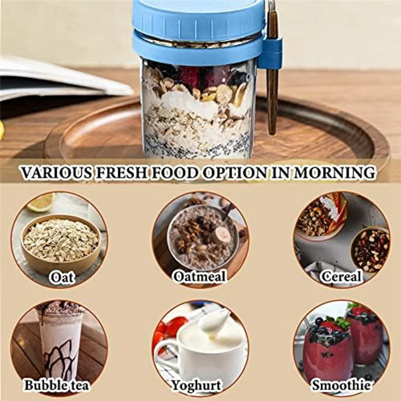 

【NEW】4Pcs Glass Container Glass Jars With Lid And Spoon Is Suitable For Yogurt, Pudding And Cereal