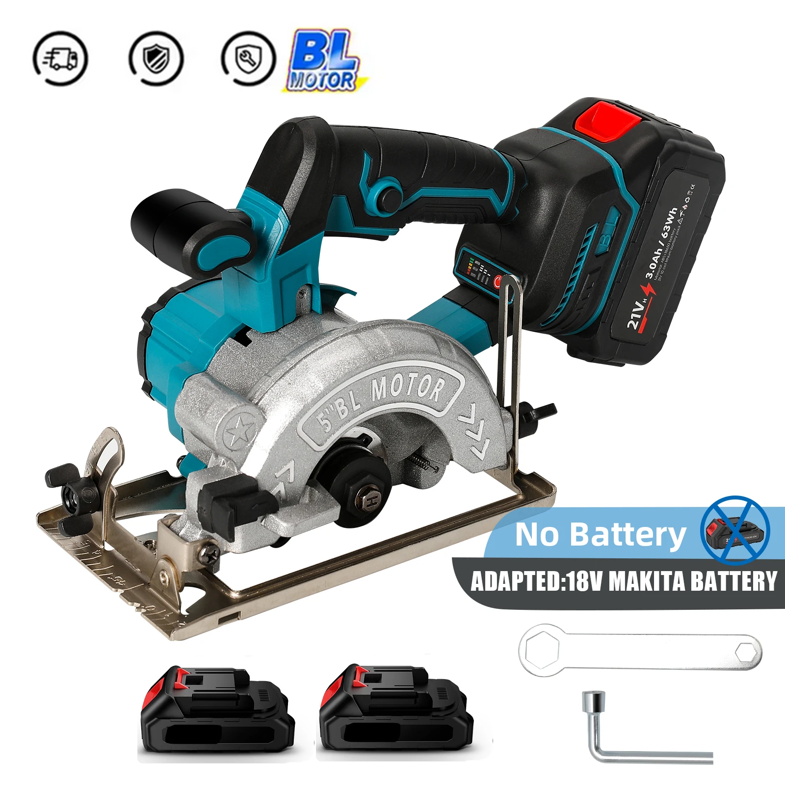 5 بوصة 125 مللي متر فرش منشار دائري كهربائي قابل لإعادة الشحن عالي الطاقة أداة قطع النجارة اللاسلكية لبطارية ماكيتا 18 فولت #1