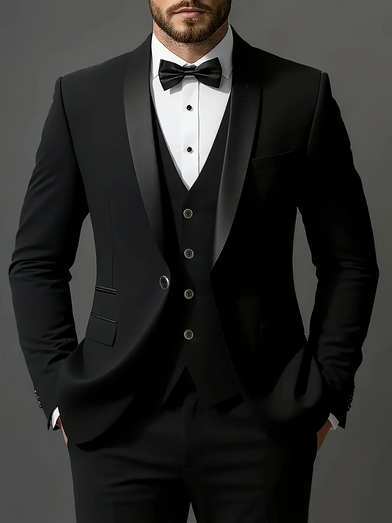 Men's 3pcs Suit Set, Jacket + Vest + Pants, Fashionable High-Quality, Suitable for Weddings, Parties and Formal Occasions