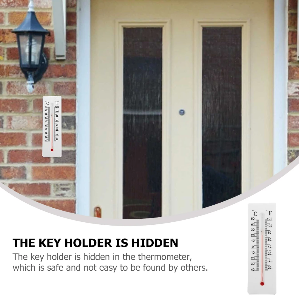 

2pcs Outdoor Thermometer Key Hider Plastic Decorative Fake Thermometers Holder Office Hide Key Safe Storage Box