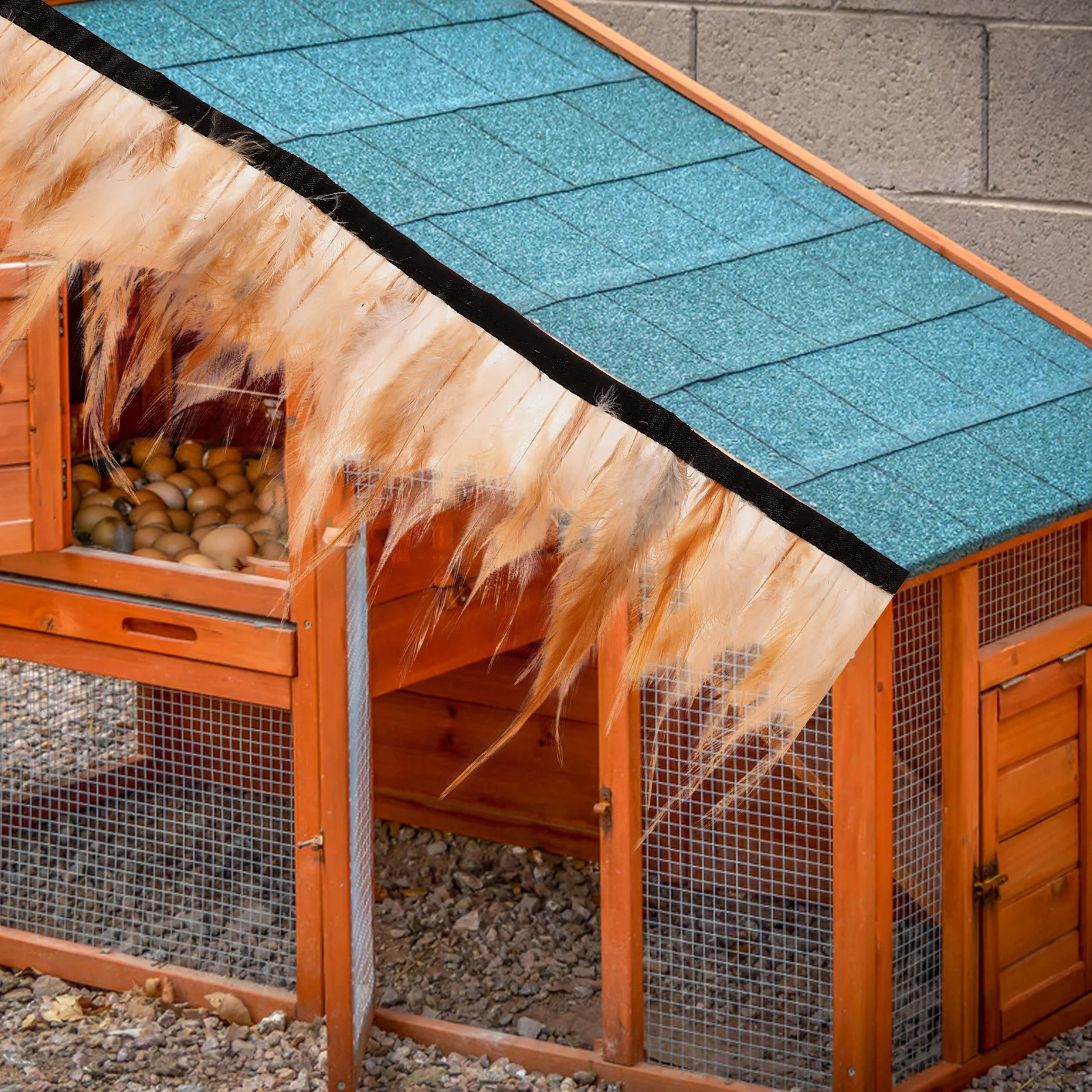 

4Pcs Chicken Coop Decoration Plume Trim Natural Color DIY Soft Fringe for Coop Heating Pad Warm Insulation Plume Ribbon