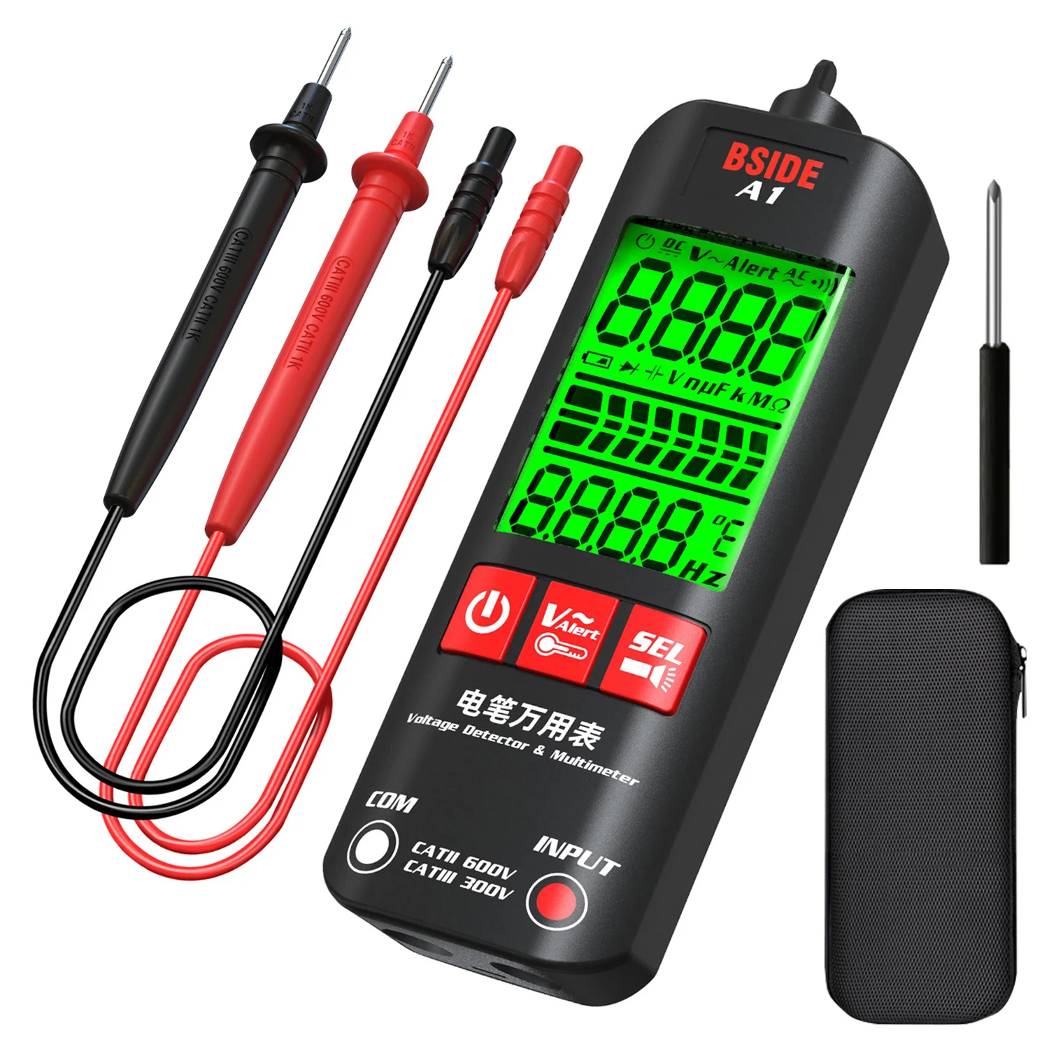 BSIDE A1 Slimme digitale multimeter Elektrische tester Zakspanningstester 3 soorten display Automatisch bereik Contactloze spanningsdetectie
