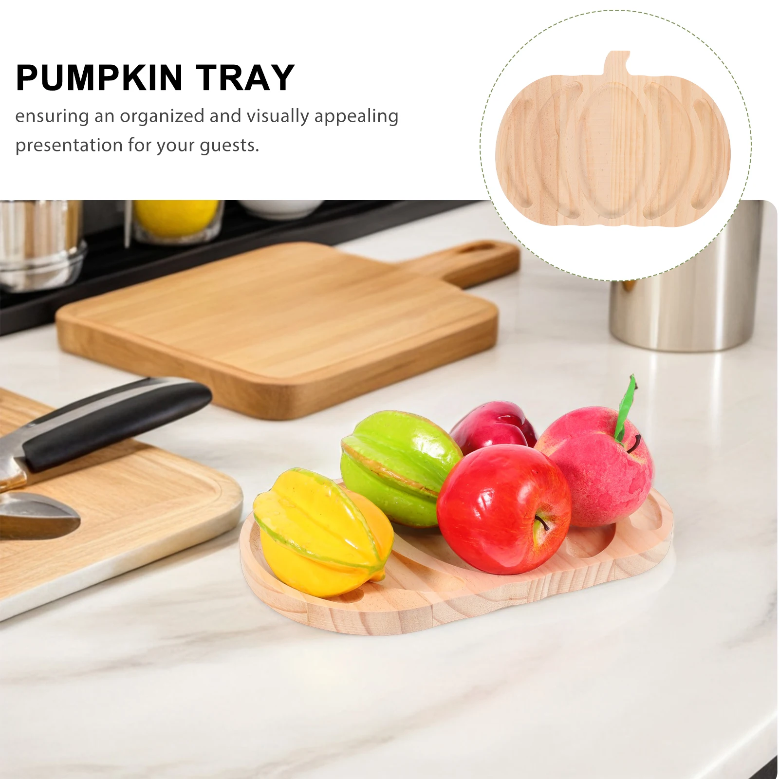 

Pumpkin Shaped Wooden Tray Halloween Serving Platter Festive Party Food Dish Divided Plate Snacks Fruits Cheese Elegant