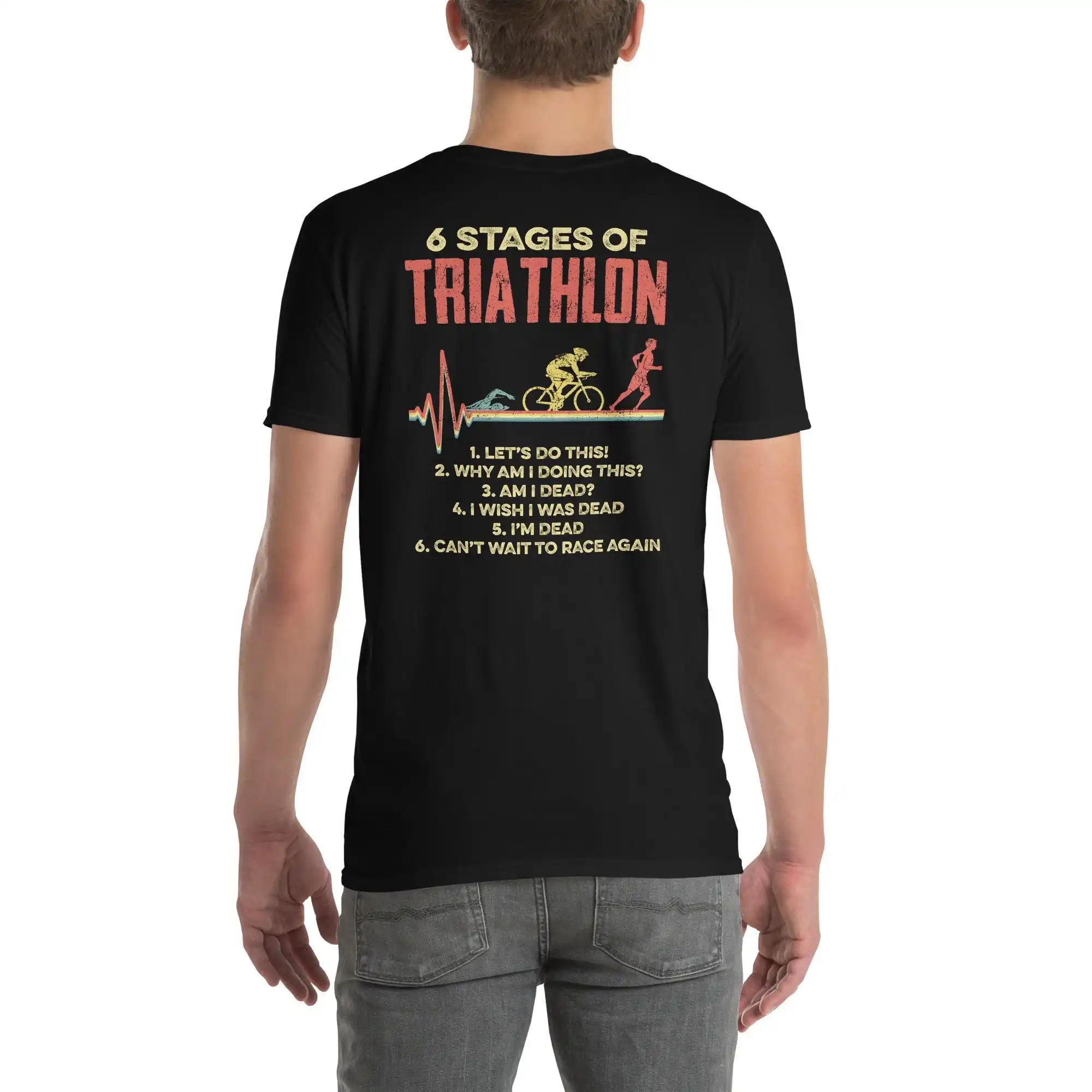 6 Stages of Triathlon Unisex T-Shirt Summer Men's Tracksuit Letter Print Crew Neck Short Sleeve Casual Pullover Sportswear Tops