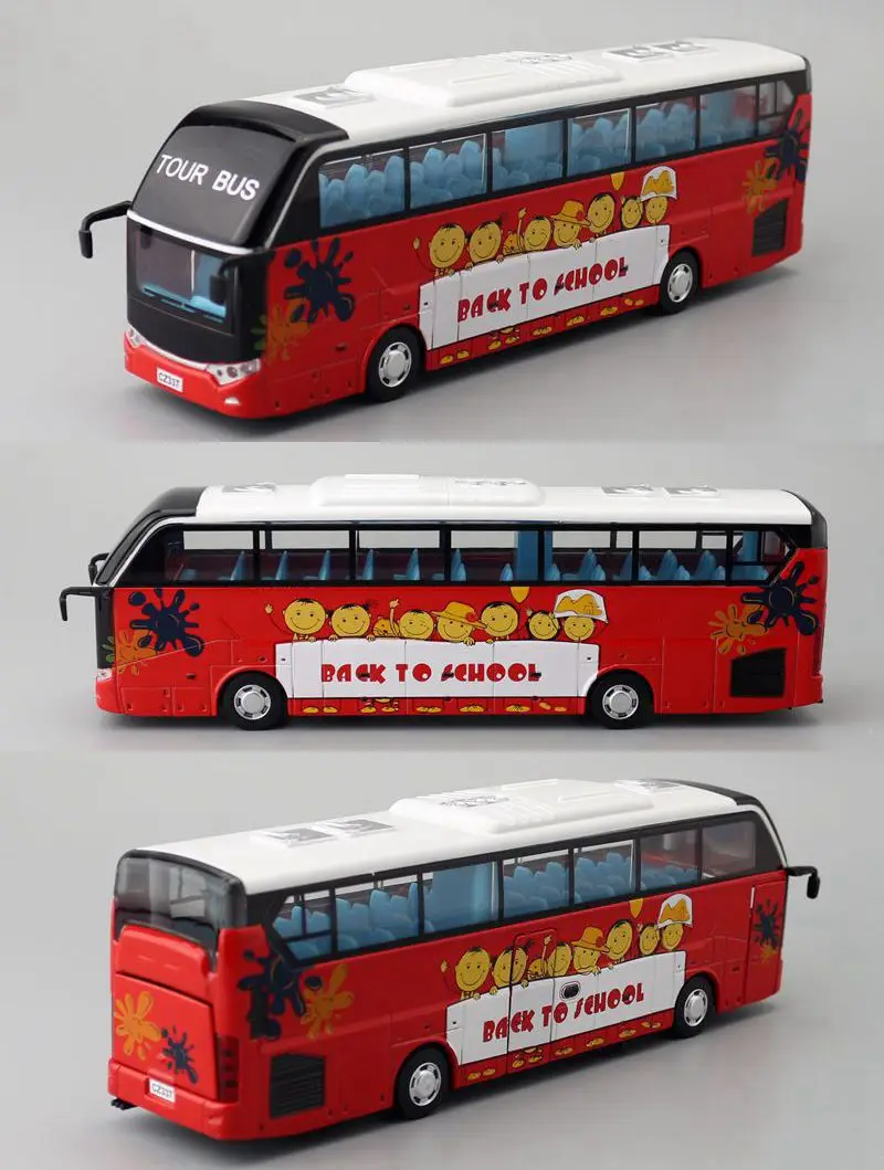 1: 50 alloy pull back tourist bus model,simulation of sound and light city bus toys,original packaging car toys,wholesale