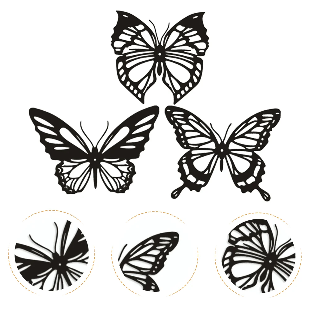 

3 Pcs Hollow Iron Butterfly Butterflies Decor Home Wall Sticker Decal Background Hanging Bedroom Stickers DIY