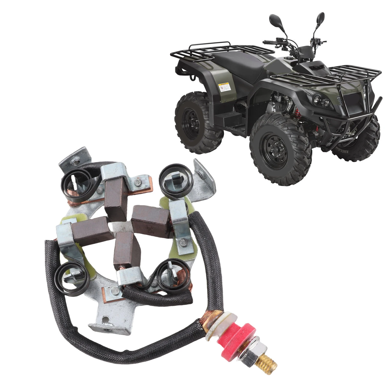 Комплект угольной щетки для двигателя, 45 мм, центральный диаметр стартера, ремонтный комплект держателя угольной щетки для лебедки ATV 8000–20000 фунтов 4X4