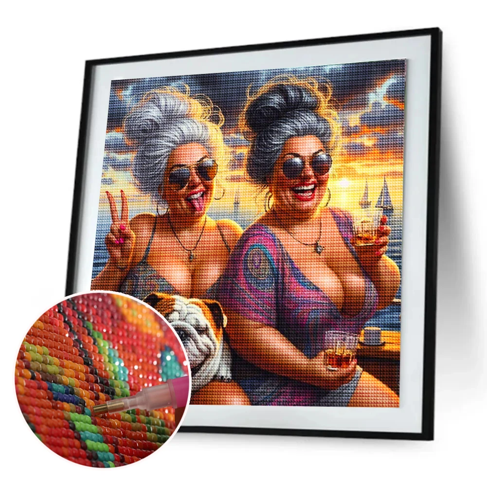 Fat Lady And Dog 5D DIY Full square Round Diamond Painting Cross Stitch Kits New 2024 Mosaic Diamond Embroidery For Home Decor