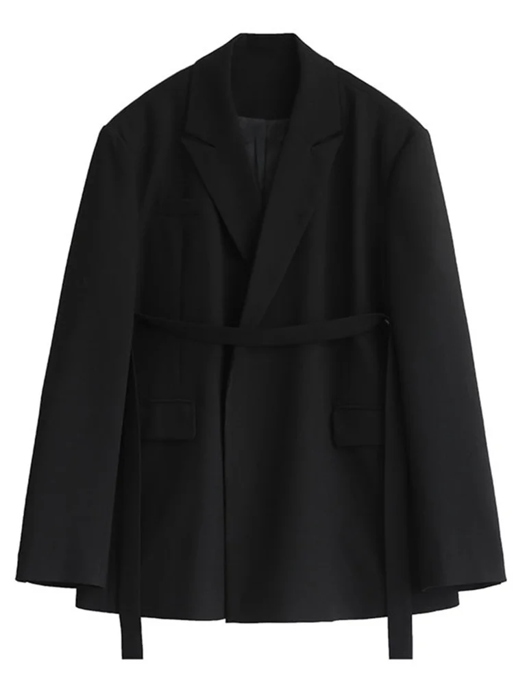 DEAT-Blazer cranté à simple boutonnage pour femme, vestes à manches longues, ruban blanc imbibé, mode femme, été, nouveau, 17A2004H, 2024