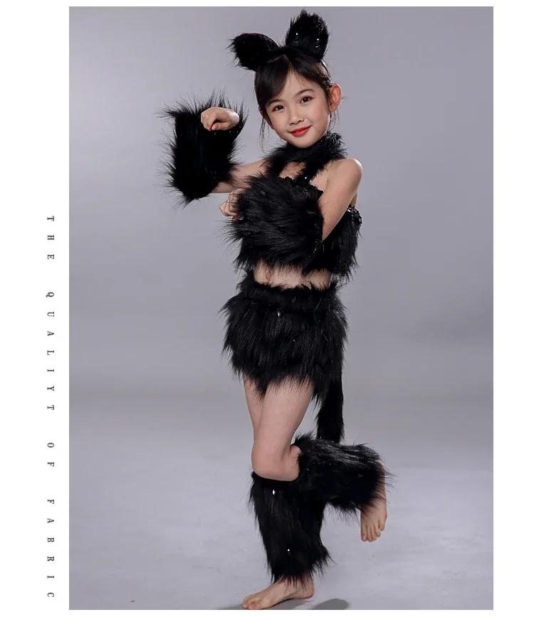 Sexy Cat Cosplay Trajes para meninas, Trajes de dança para crianças, Trajes de Halloween para crianças, 4 cores