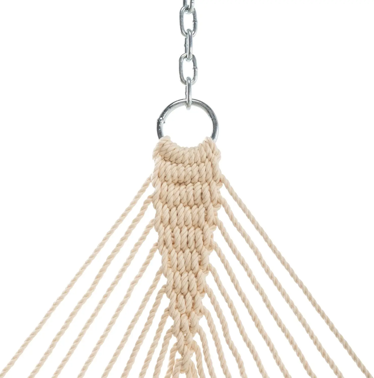 Hatteras Hammocks Deluxe Oatmeal Duracord Rope Hammock with Free Extension Chains & Tree Hooks, Handcrafted in The USA, 450 LB W