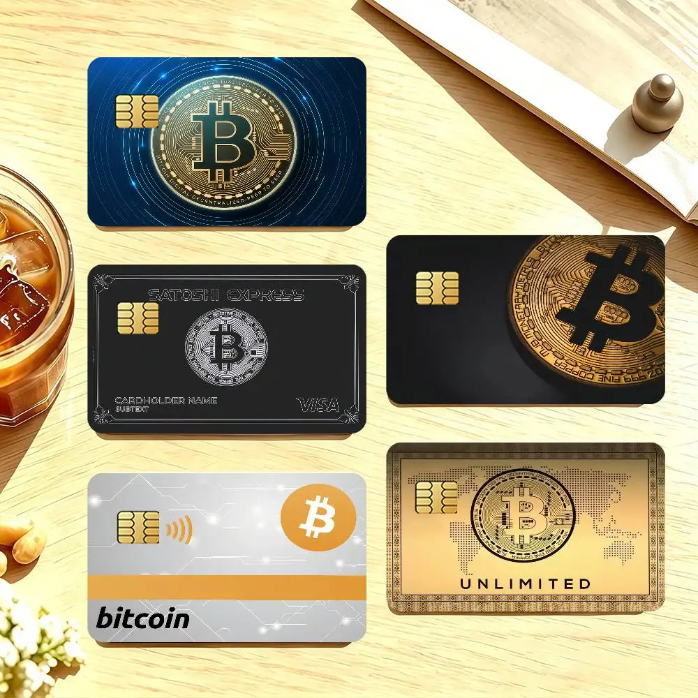 Finance B-Bitcoin Credit Card Public Transportation Cards Protective Sticker Waterproof Card Face Decoration 4PCS