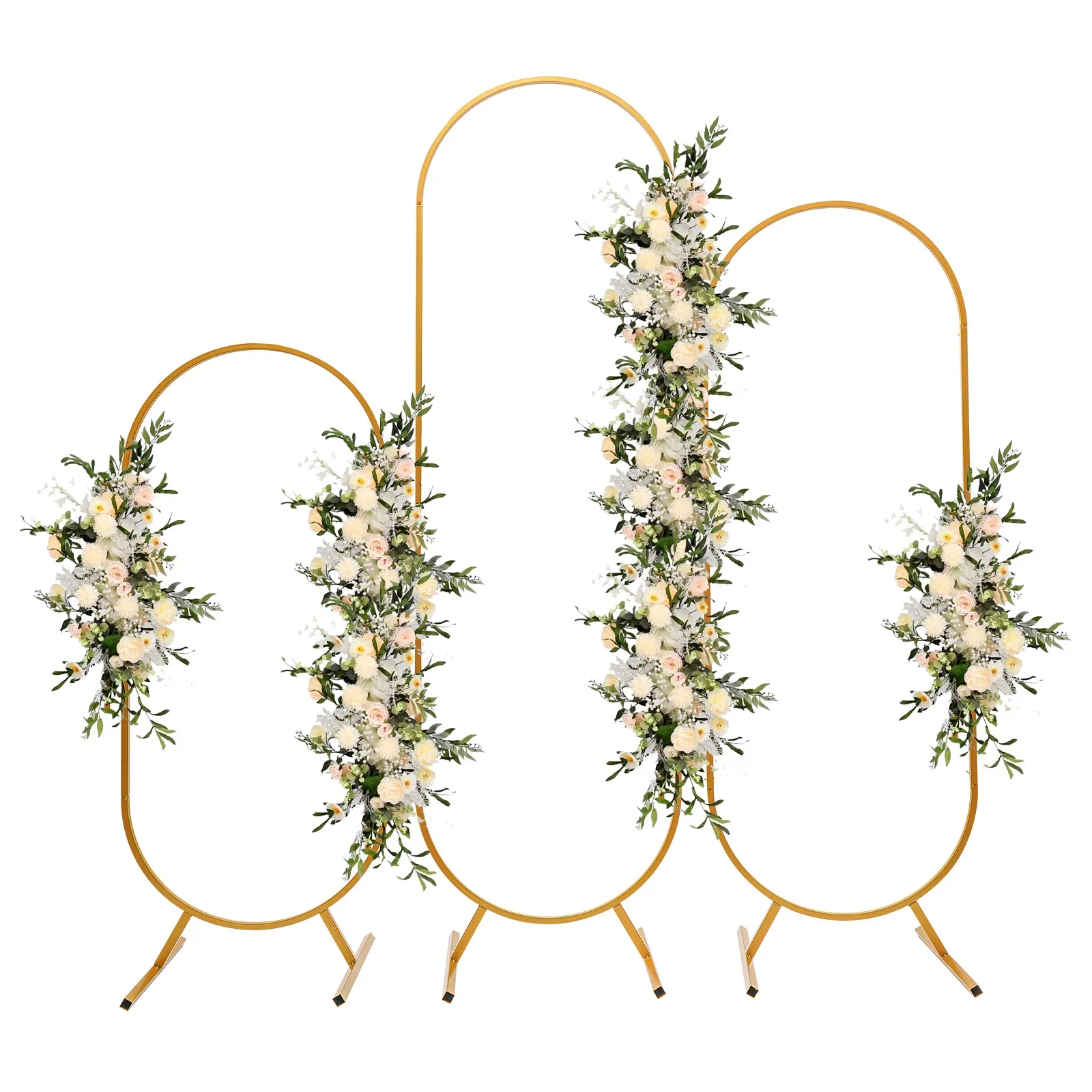 Oval Design Metal Backdrop Stand Arch Set of 3 Easy Assembly Wedding Party Decoration